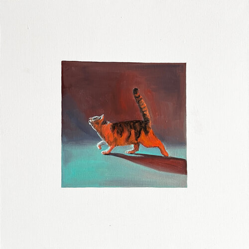 She Owns the Room | Bold Contemporary Cat Painting with Feminine Energy von Victo, Malerei kaufen auf Select