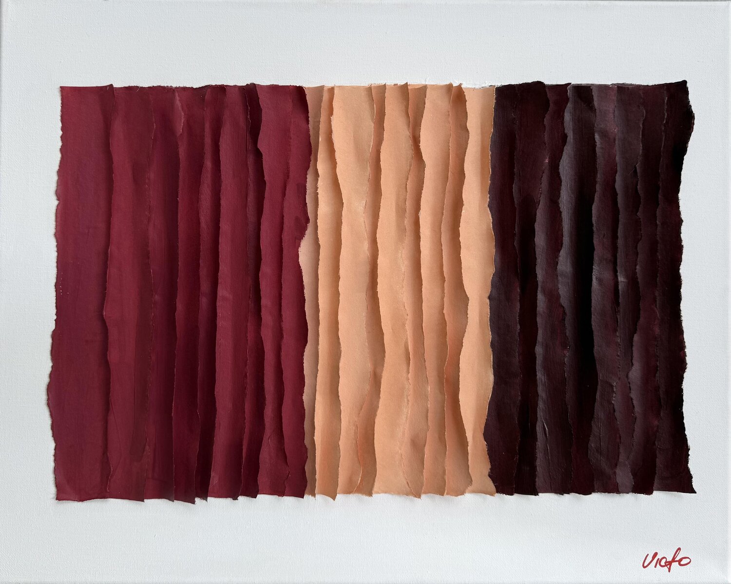 Minimalist Burgundy & Blush Abstract | Textured Mixed Media on Canvas – 20 × 16 in Victo Original painting for sale