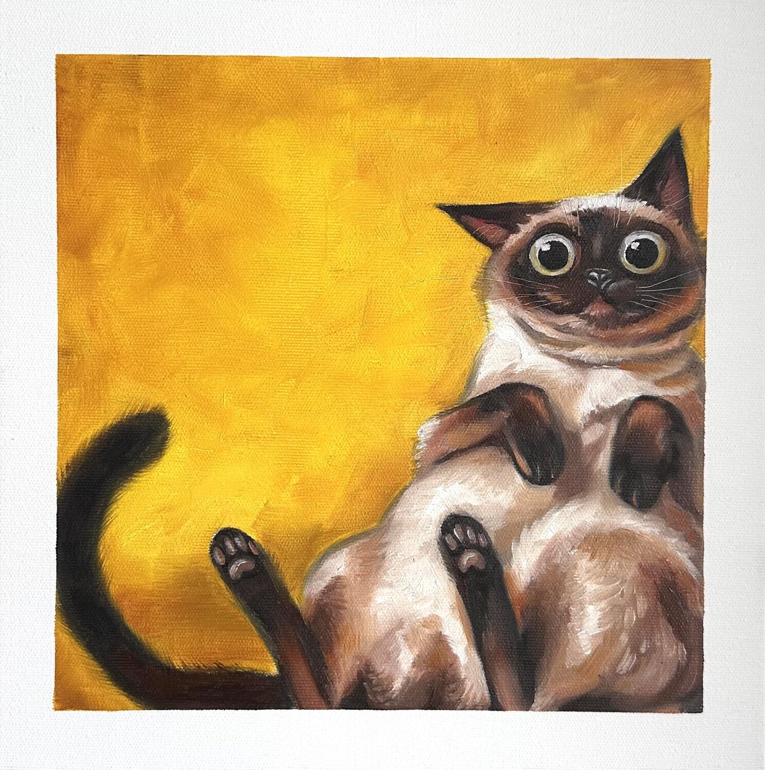 Same Energy II | Cat in Tension – Cat in Abstract Composition –  Oil painting with cat Contemporary wall art Victo Original painting for sale