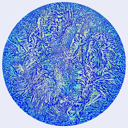 Prométhée 2, bleu. by Béatrice Bescond, Painting for Sale on Select