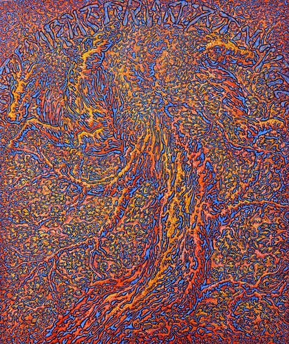 Arbre et chevaux by Béatrice Bescond, Painting for Sale on Select