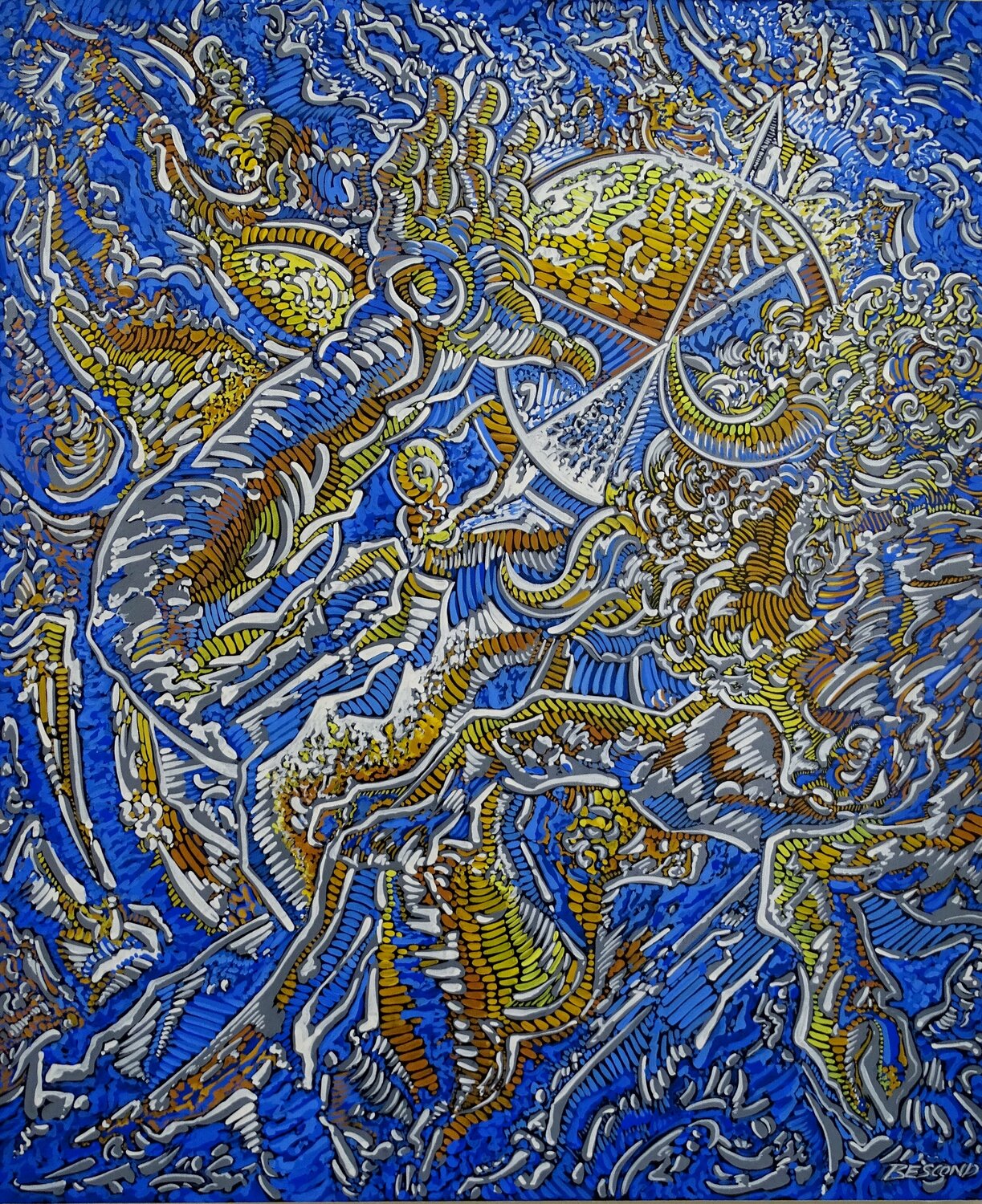 Chemins Labyrinthiques, Acrylique sur toile, 73 x 60 cm Béatrice Bescond Original painting for sale