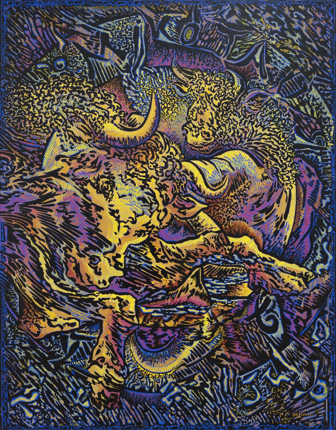 Mythorologie, Acrylique sur toile, 146 x 114 cm Béatrice Bescond Original painting for sale