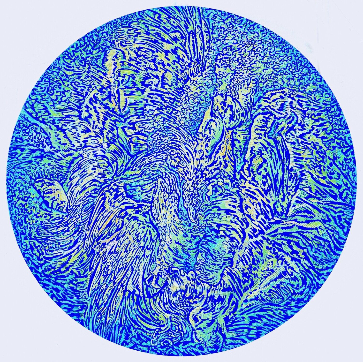 Prométhée 2, bleu. Béatrice Bescond Original painting for sale