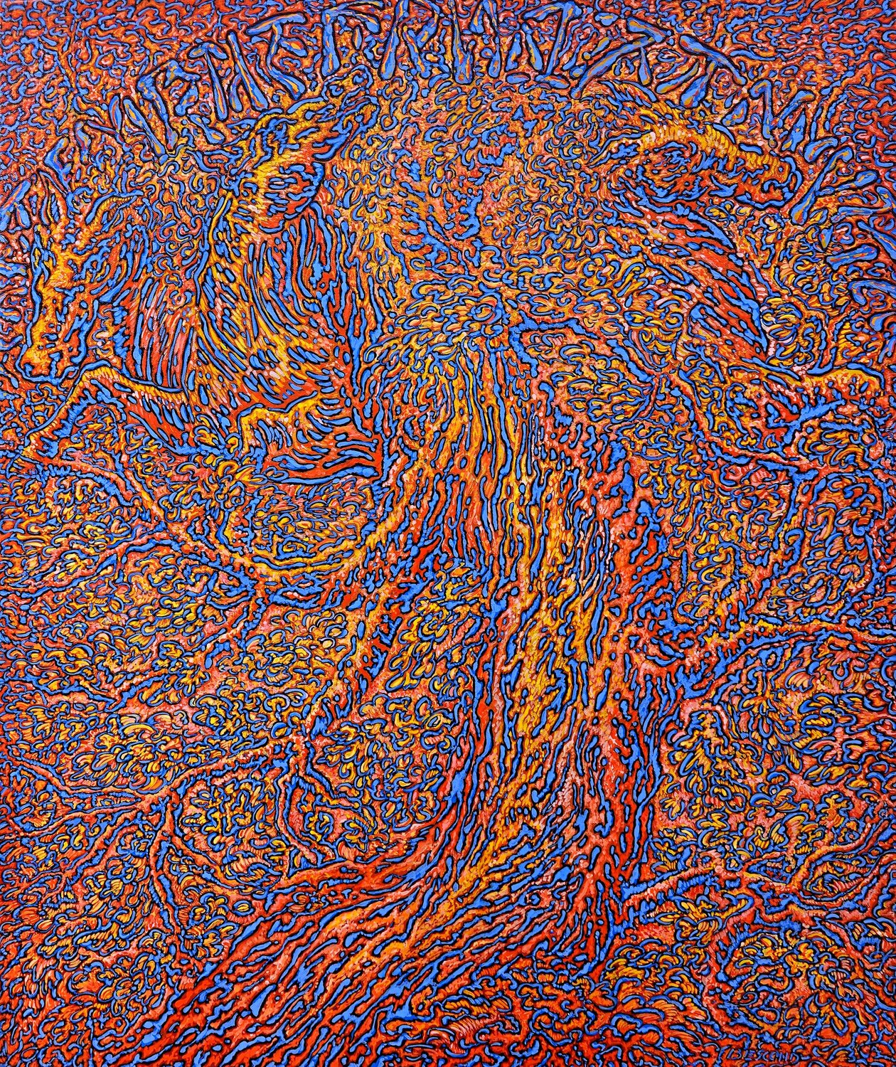Arbre et chevaux Béatrice Bescond Original painting for sale