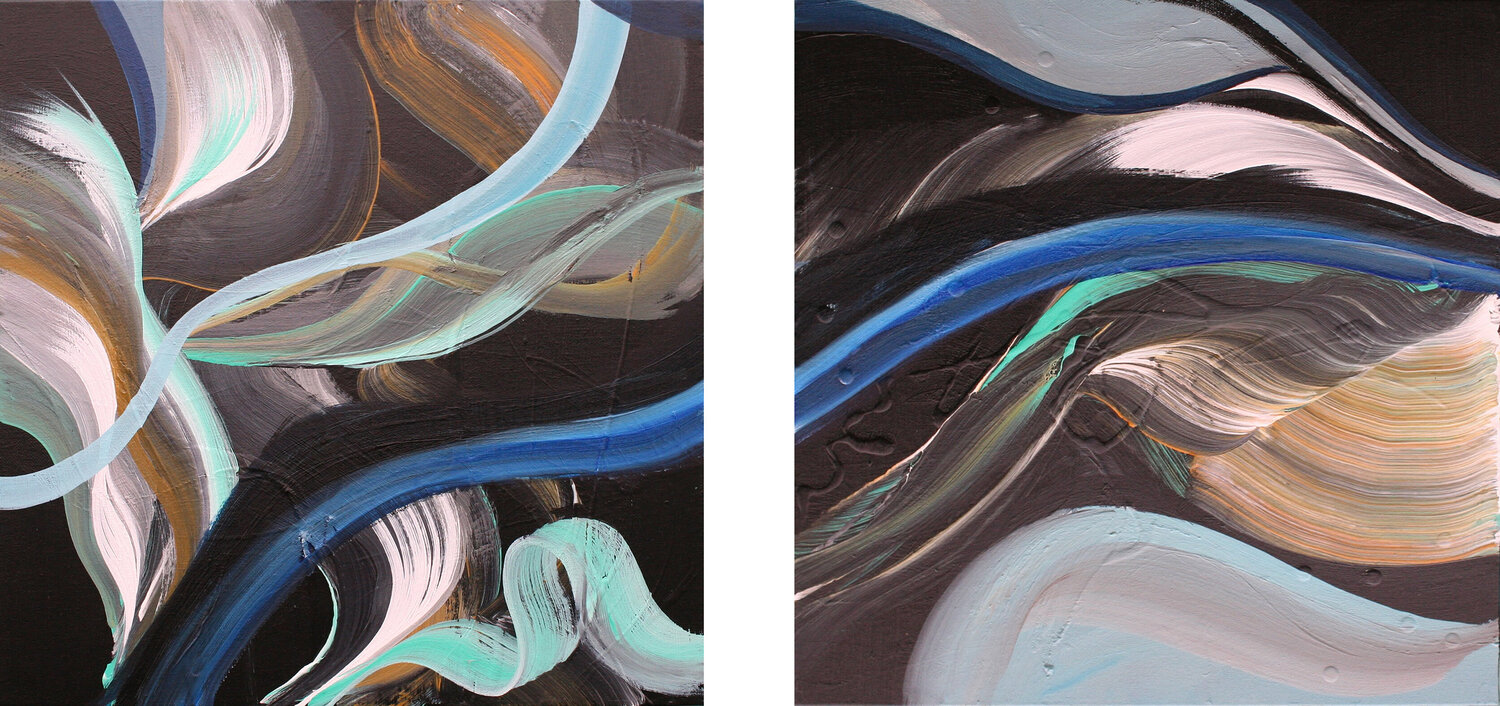 ESCAPE FROM REALITY DIPTYCH Susan Wooler Original painting for sale