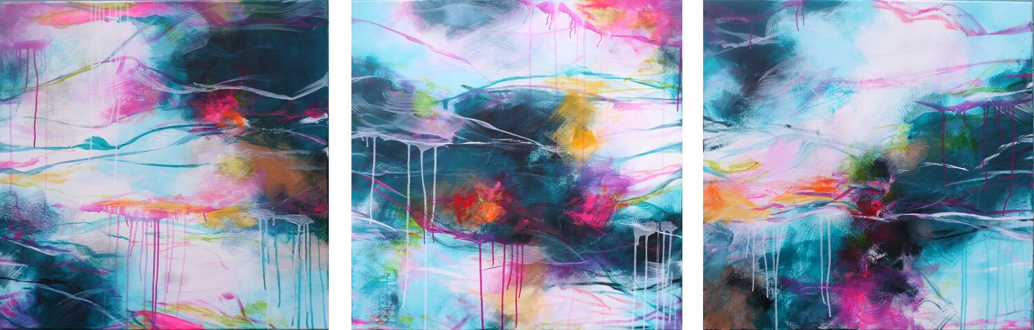 Coming back home triptych Susan Wooler Original painting for sale