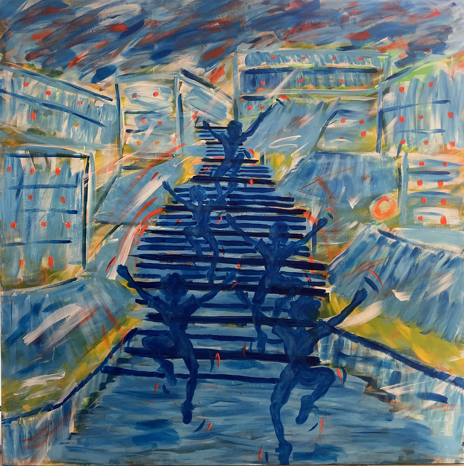 Flash Mob Lamia Fakhoury Original painting for sale