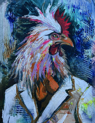 The Dandy Rooster by Maria Kireev, Painting for Sale on Select