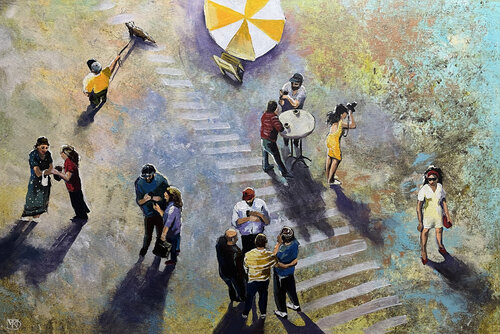 Sidewalk Stories by Maria Kireev, Painting for Sale on Select