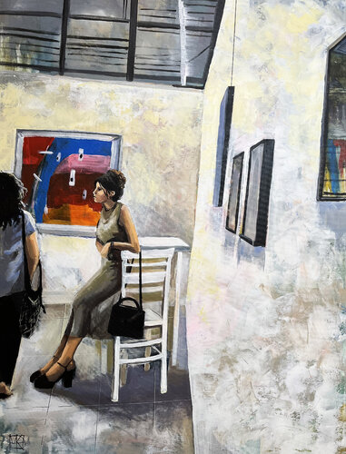 Waiting in the Gallery by Maria Kireev, Painting for Sale on Select