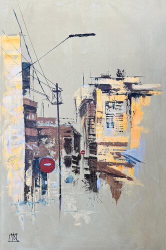 Golden Hour on Empty Streets by Maria Kireev, Painting for Sale on Select