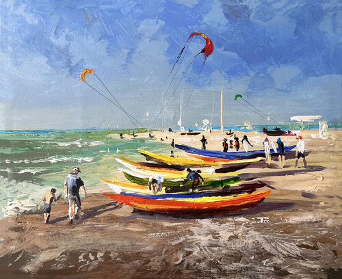 Kites over the Sea by Maria Kireev, Painting for Sale on Select