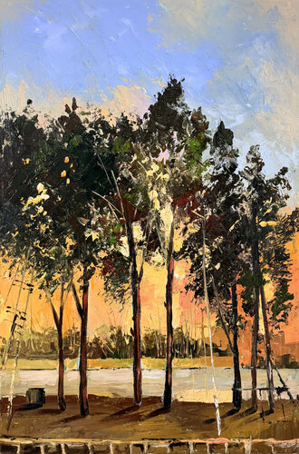 Forest in Glow by Maria Kireev, Painting for Sale on Select
