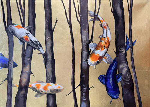 The Golden Current by Maria Kireev, Painting for Sale on Select