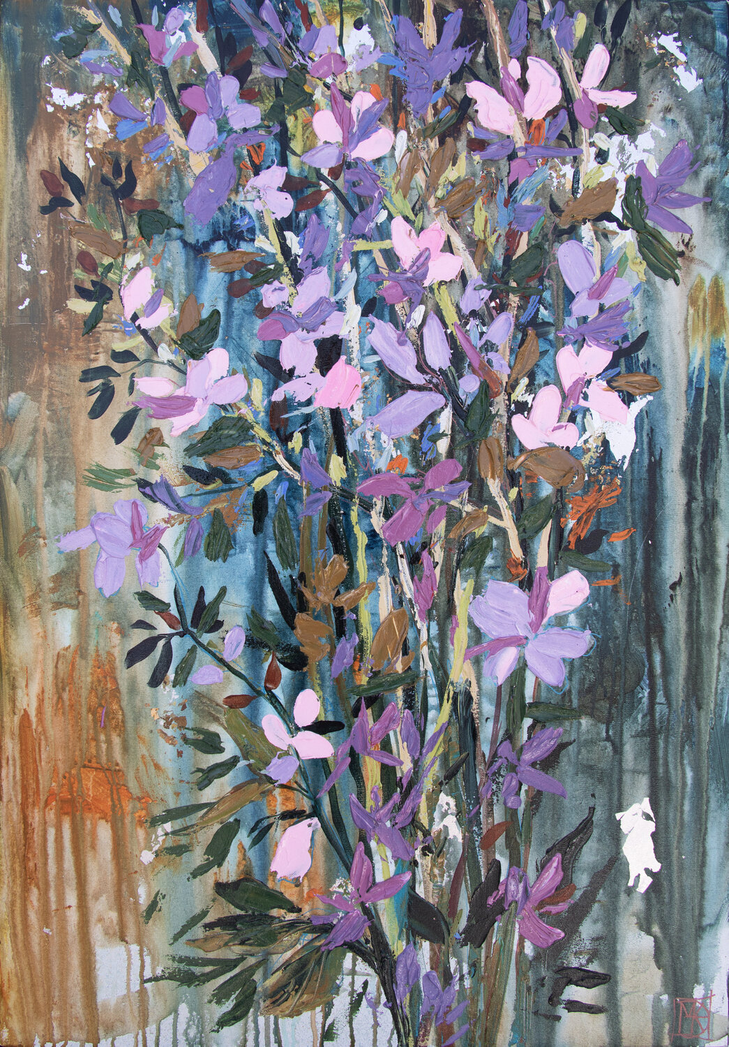 Hollyhock Serenade Maria Kireev Original painting for sale
