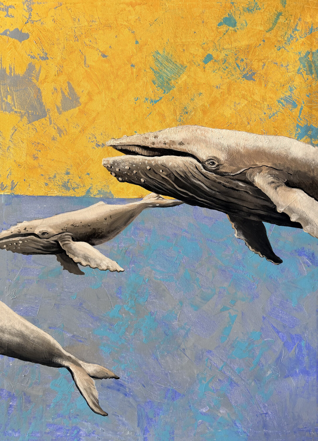Whales and the Sun Maria Kireev Original painting for sale