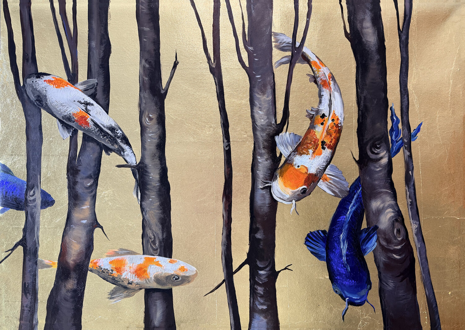 The Golden Current Maria Kireev Original painting for sale