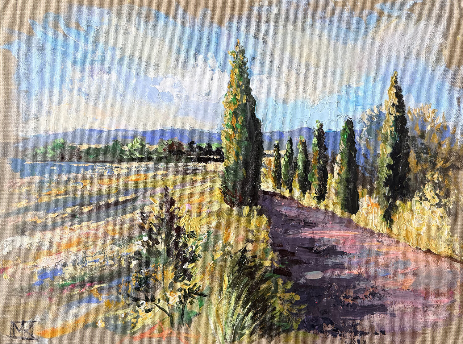 Cypress Road, Lake Bolsena Maria Kireev Original painting for sale