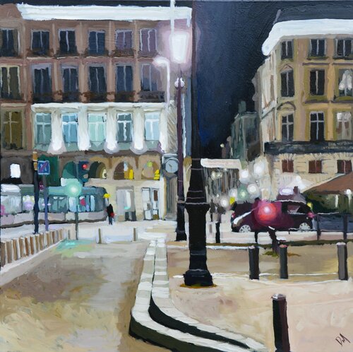 Place de la Comédie, la nuit. by Daniel Murgatroyd, Painting for Sale on Select