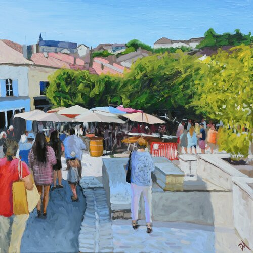 Marché du Dimanche, Aubeterre. by Daniel Murgatroyd, Painting for Sale on Select