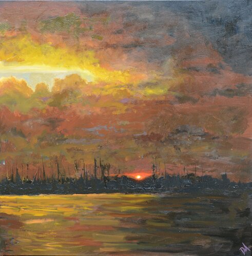 Harbour Sunset by Daniel Murgatroyd, Painting for Sale on Select