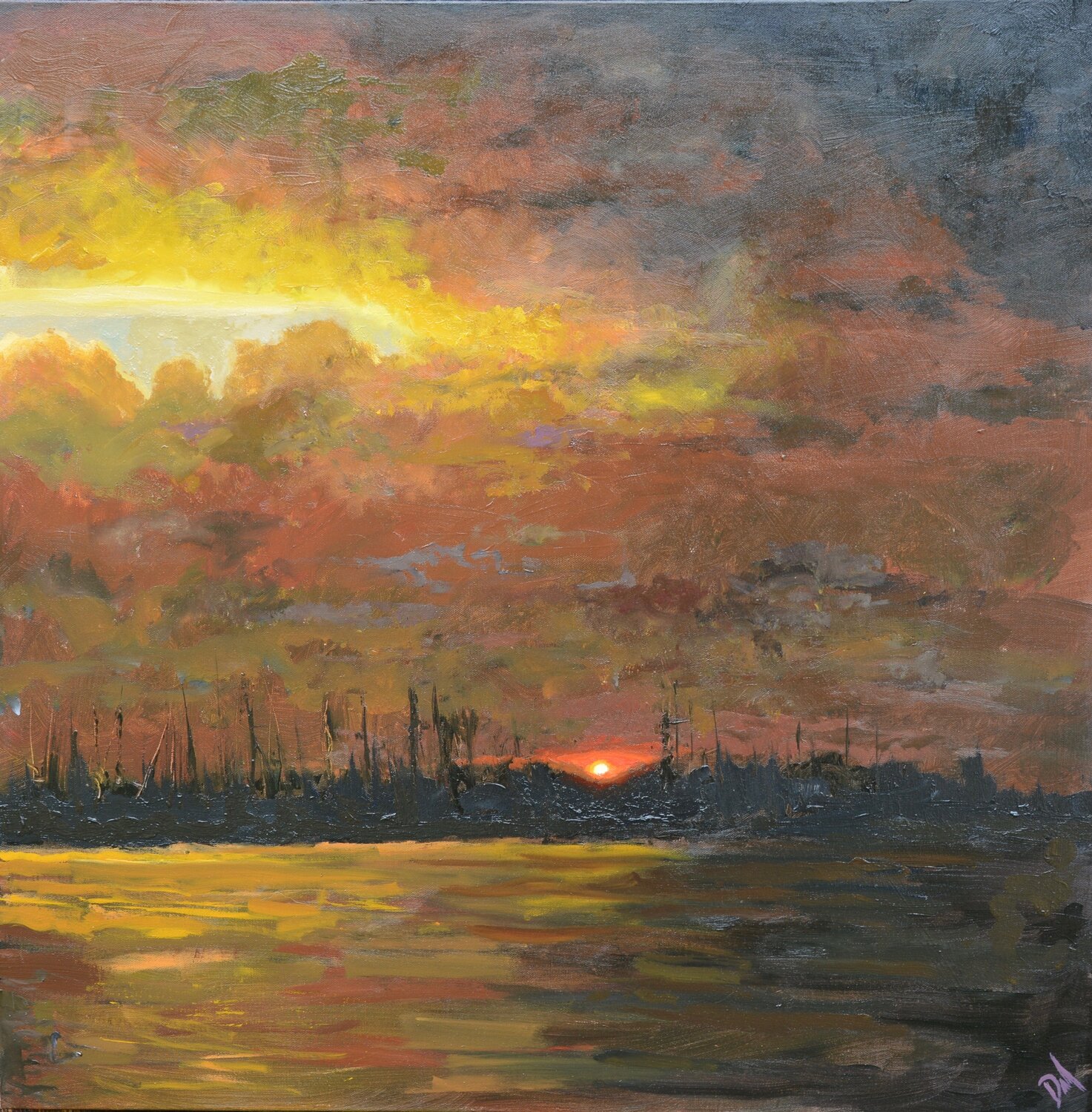 Harbour Sunset Daniel Murgatroyd Original painting for sale