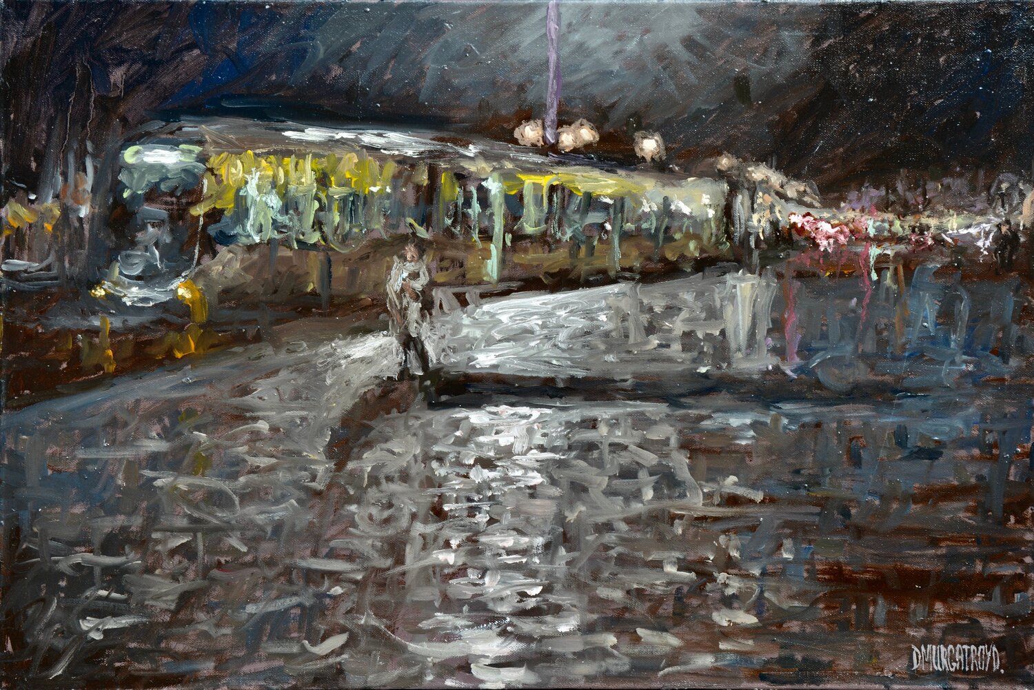 Place de la Bourse sous la pluie Daniel Murgatroyd Original painting for sale