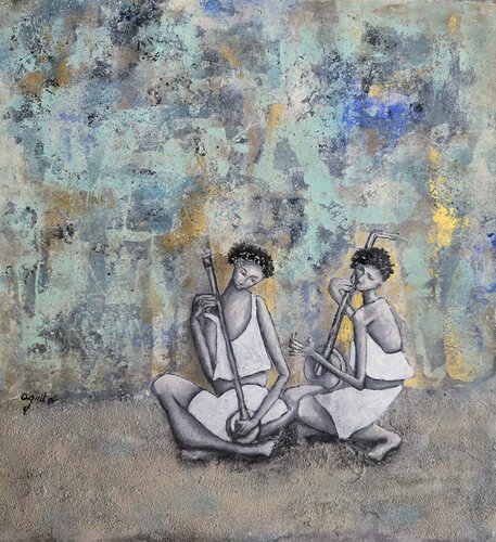 De la serie Las Piadosas "Las Musicas" by Enriqueta Aguilo, Painting for Sale on Select