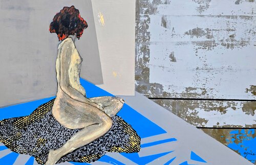De la Serie Las Piadosas "Mujer Sentada" by Enriqueta Aguilo, Painting for Sale on Select