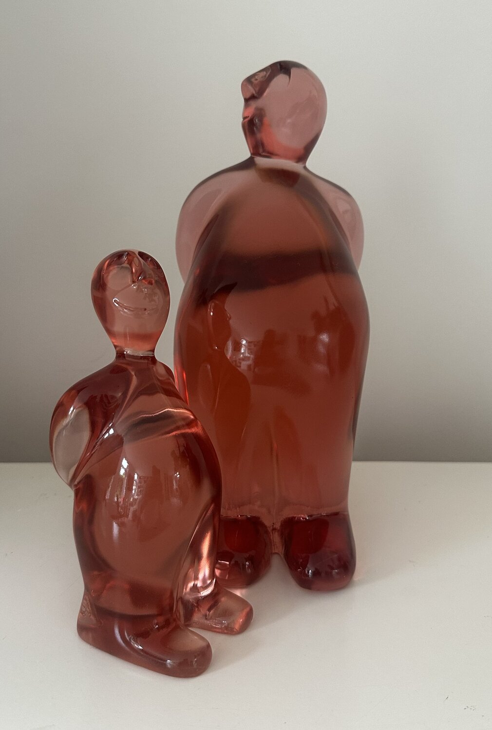 Father & Son transparant red Herold Van den Berg Sculpture for sale
