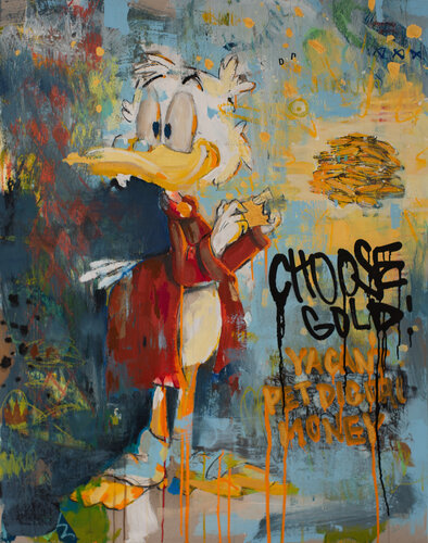 CHOOSE GOLD - ya can`t pet digital money by Maike Barbara Maier, Painting for Sale on Select