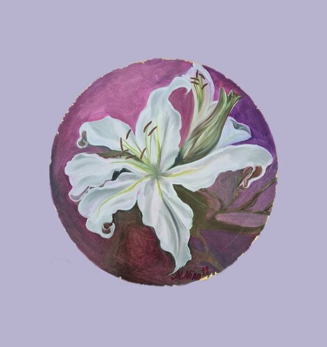 Snow white lily by Maryna Mytskan, Painting for Sale on Select