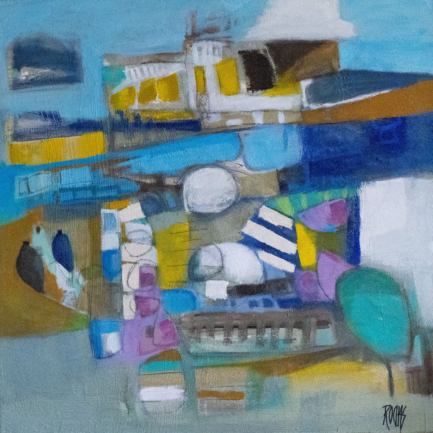 COMME UN AIR DE VACANCES - Série Happy Stories Brigitte Rochas Original painting for sale