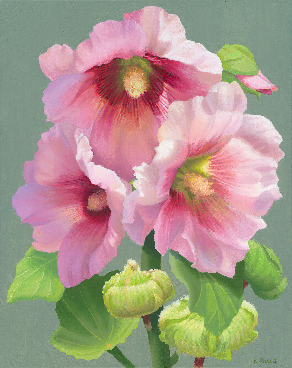 Hollyhock Elizabeth Rickert Original painting for sale