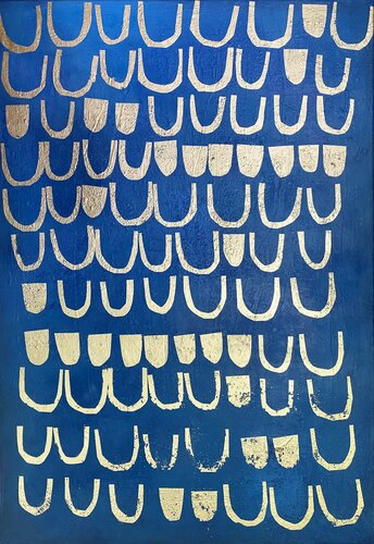 Golden surf in blue I by Helena König, Painting for Sale on Select