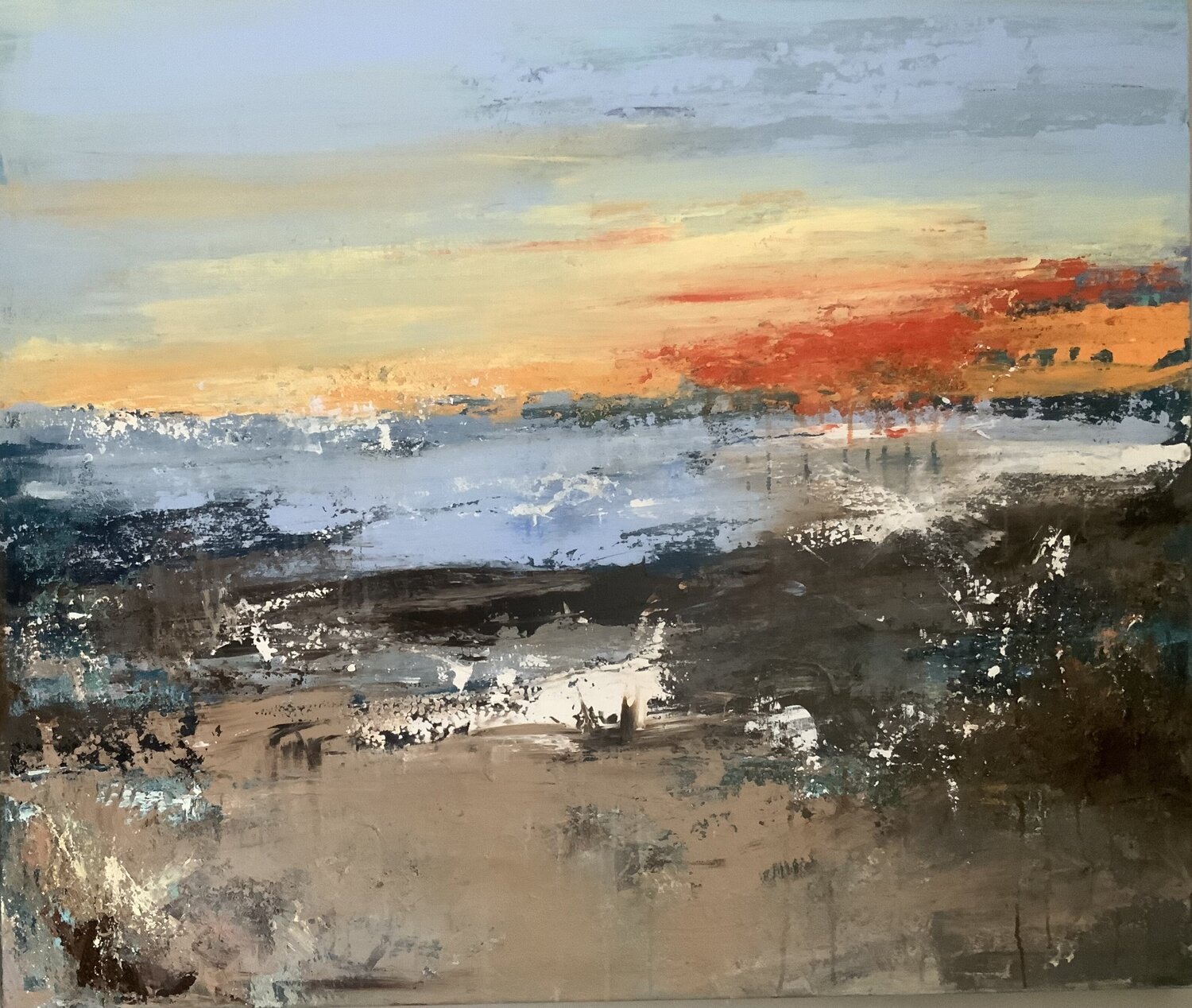 On the beach Hennie Van De Lande Original painting for sale