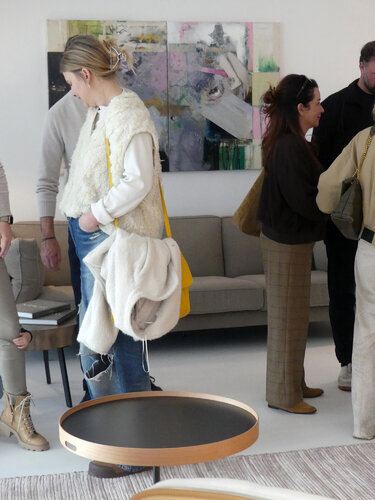 Installation View: Untitled Readymade (Overpainted Fashion Ad #1) by Peter Vahlefeld, Painting for Sale on Select