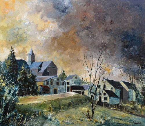A village in my countryside 87 by Pol Ledent, Painting for Sale on Select