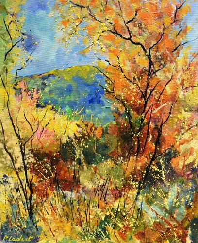 Colourful  Autumn landscape by Pol Ledent, Painting for Sale on Select