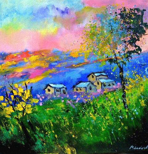 A few houses in wonderland by Pol Ledent, Painting for Sale on Select