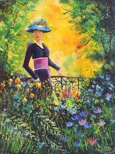 Walking in the garden von Pol Ledent, Malerei kaufen auf Select