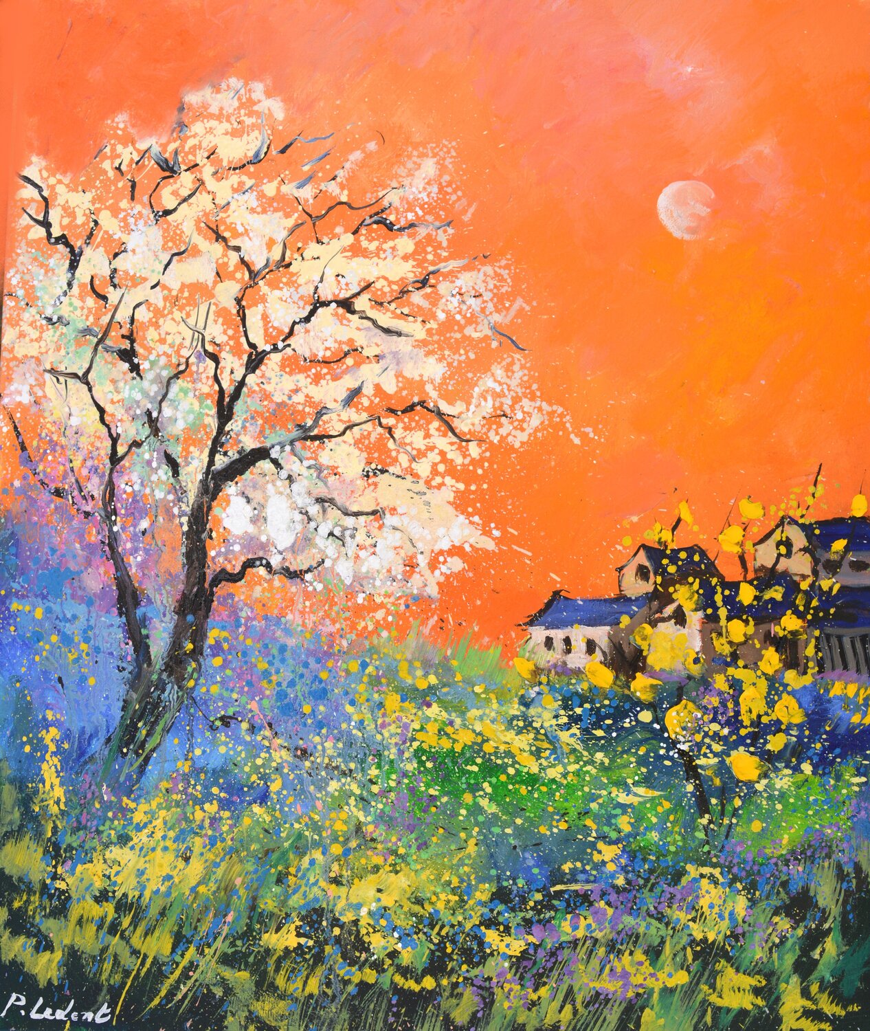 Moonshine in spring Pol Ledent Original painting for sale