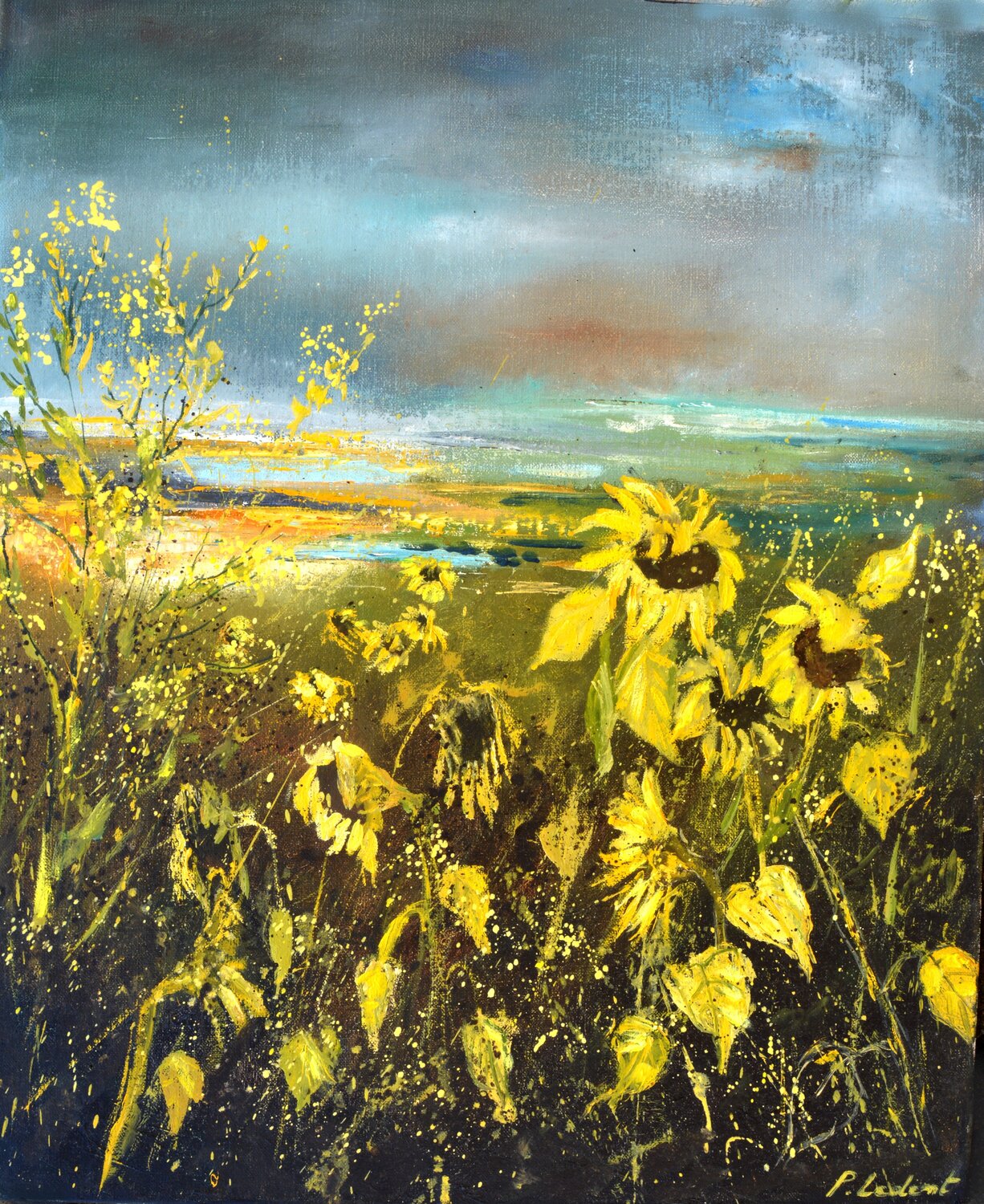 Sunflowers Pol Ledent Original painting for sale