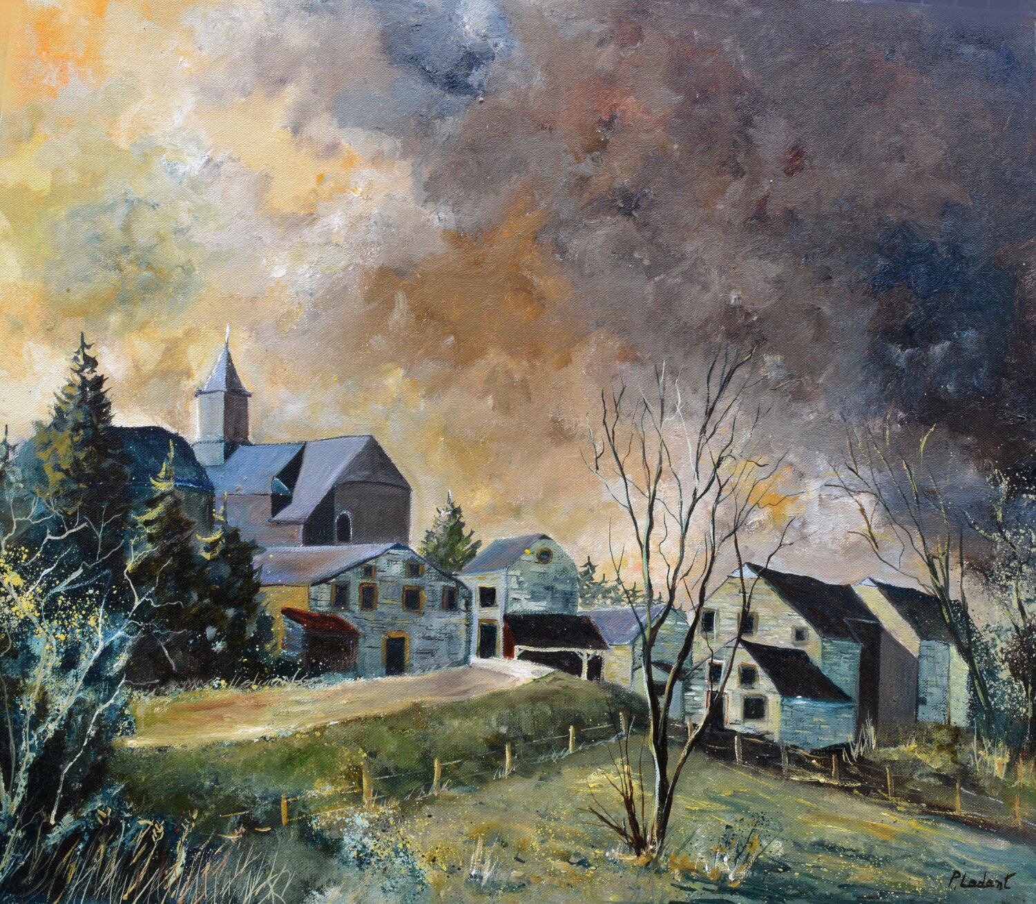 A village in my countryside 87 Pol Ledent Original painting for sale