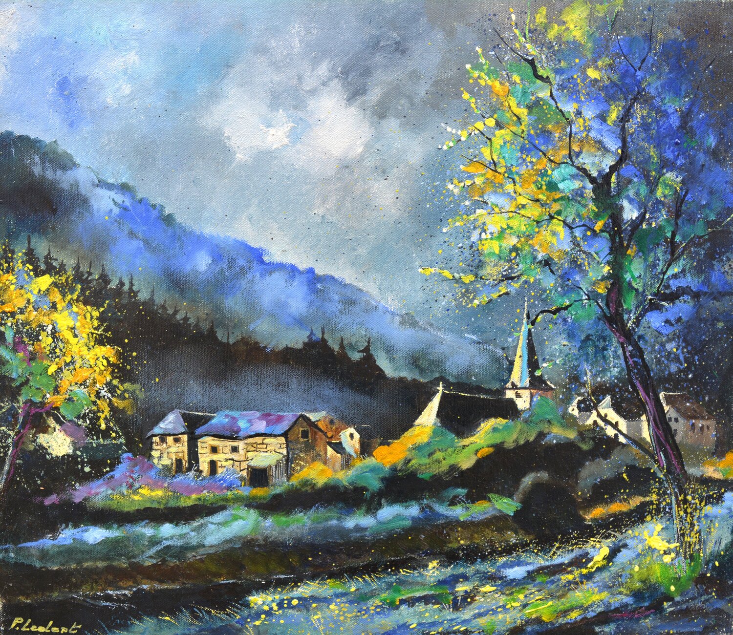 A village in the Belgian Ardennes Pol Ledent Original painting for sale