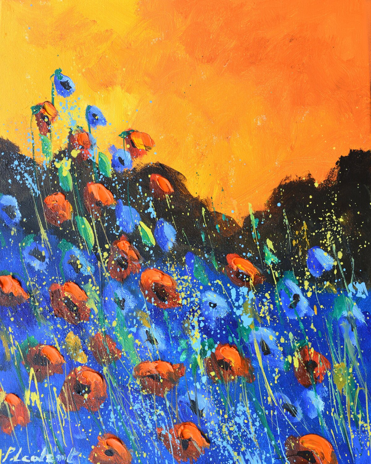 Crimson whispers at dusk Pol Ledent Original painting for sale