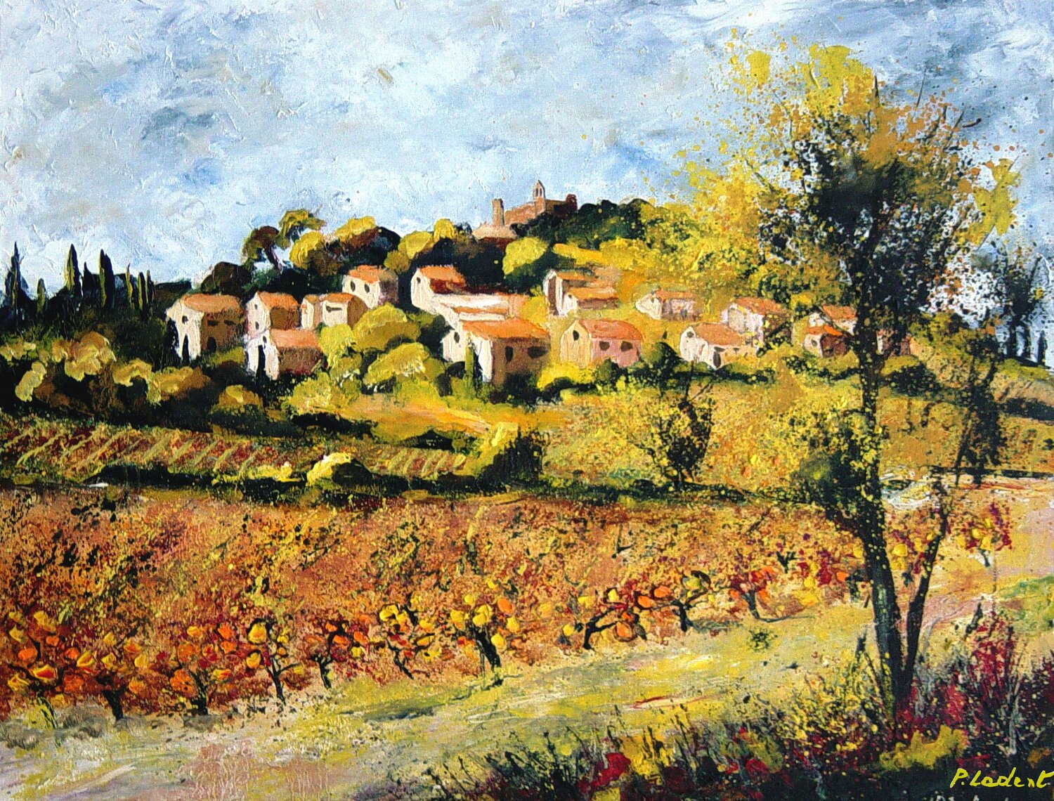 Vignes à Rasteau - Provence - Vaucluse Pol Ledent Original painting for sale