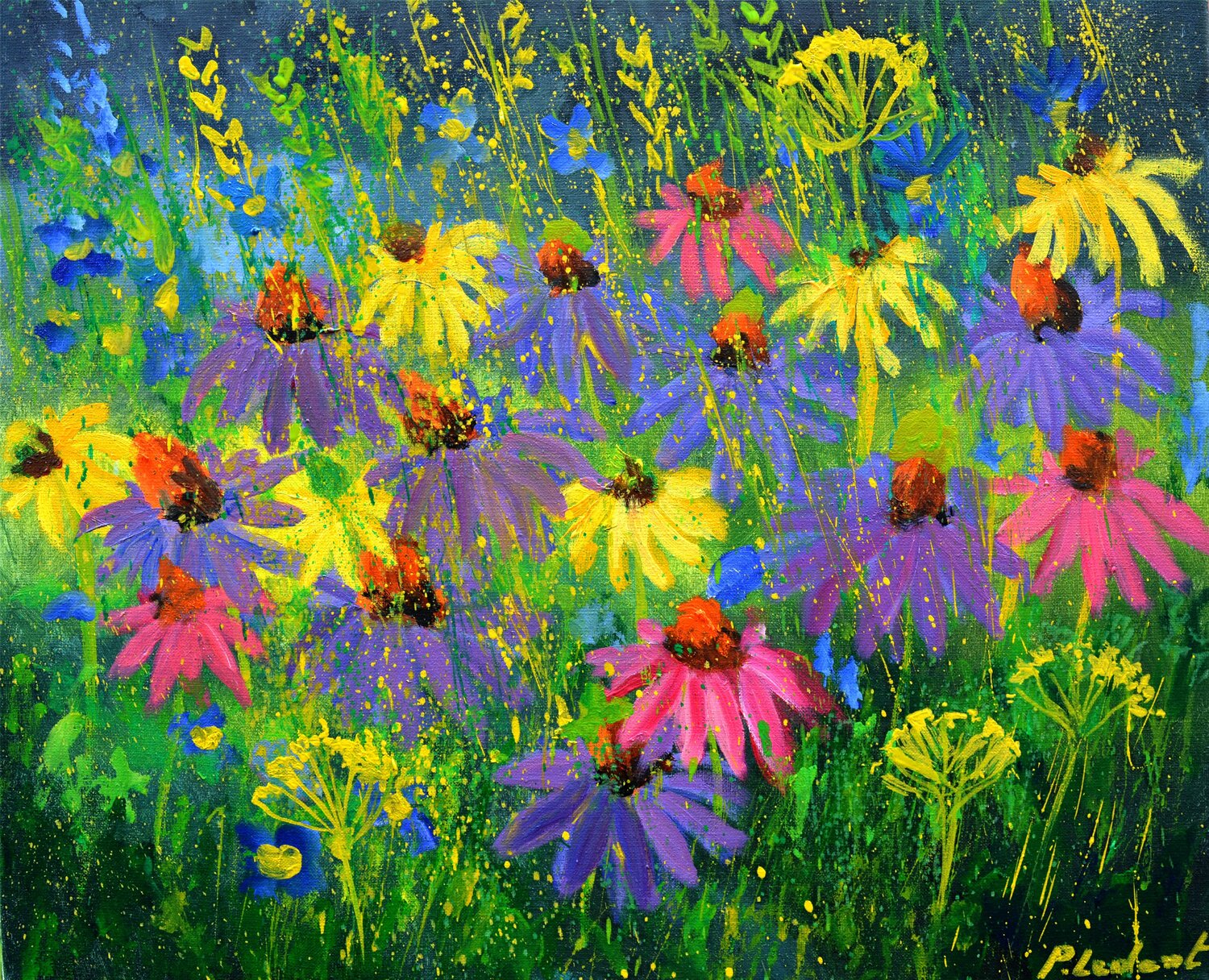 Rudbeckias Pol Ledent Original painting for sale