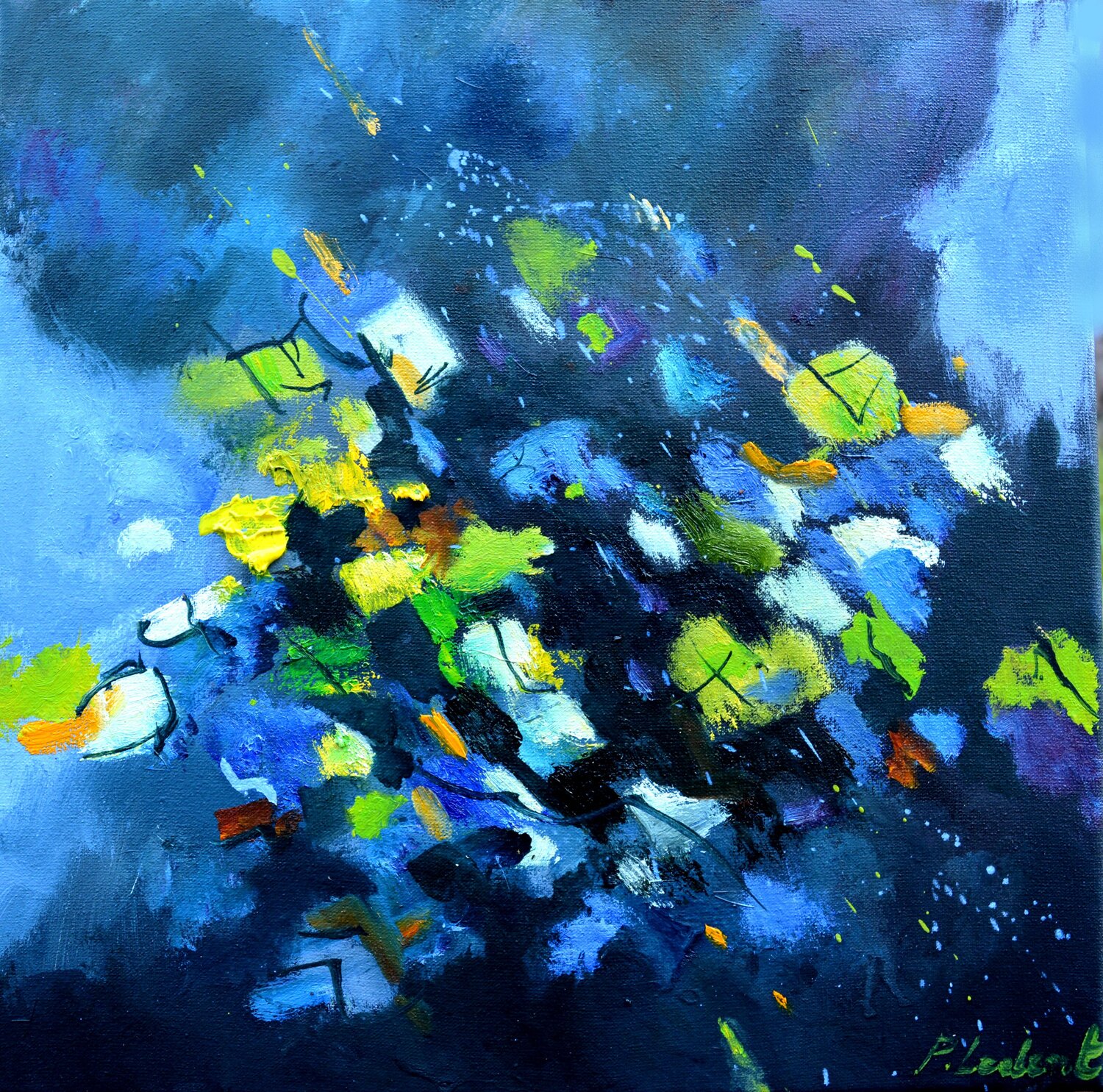 Constellations beneath the sea Pol Ledent Original painting for sale
